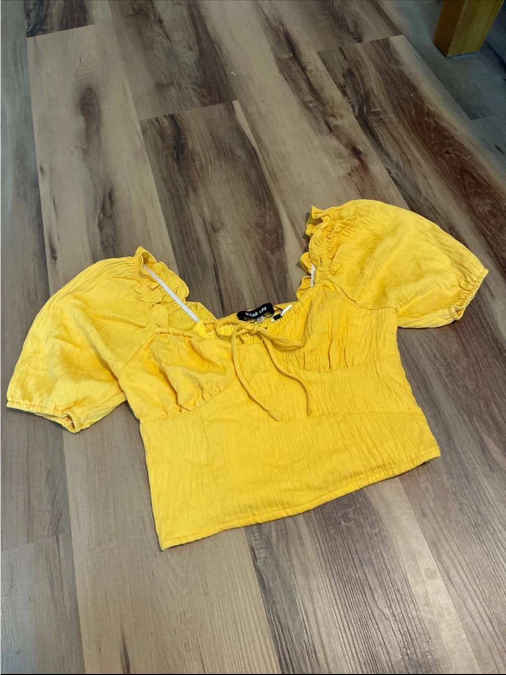 Yellow Puff Sleeve Crop Top